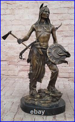 Rare Indian Native American Art Chief Eagle Bust Bronze Marble Statue Bust Gift