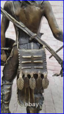 Rare Indian Native American Art Chief Eagle Bust Bronze Marble Statue Bust Gift