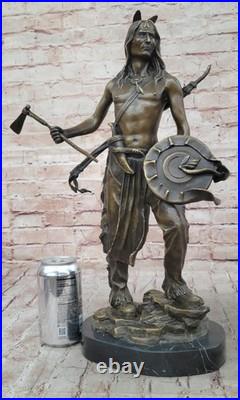 Rare Indian Native American Art Chief Eagle Bust Bronze Marble Statue Bust Sale