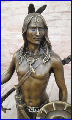 Rare Indian Native American Art Chief Eagle Bust Bronze Marble Statue Bust Sale