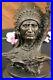 Rare-Indian-Native-American-Art-Chief-Eagle-Bust-Bronze-Marble-Statue-Sculpture-01-fi