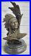 Rare-Indian-Native-American-Art-Chief-Eagle-Bust-Bronze-Marble-Statue-Sculpture-01-oe
