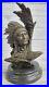 Rare-Indian-Native-American-Art-Chief-Eagle-Bust-Bronze-Marble-Statue-Sculpture-01-omjc