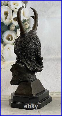 Rare Indian Native American Art Chief Eagle Bust Bronze Marble Statue Sculpture