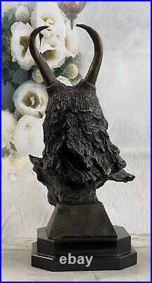 Rare Indian Native American Art Chief Eagle Bust Bronze Marble Statue Sculpture