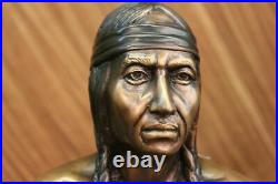 Rare Indian Native American Art Chief Eagle Bust Marble Base Sculpture hot cast