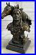 Rare-Indian-Native-American-Art-Chief-Horse-Bust-Bronze-Marble-Statue-Decor-Deal-01-isip