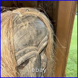 Rare Iroquois False Face Mask, Hair, Metal Eyes 12, 25 Hair 1900s