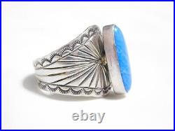 Rare J. Delgarito Native American Sterling Silver Turquoise Ring