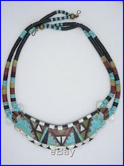 Rare James Crespin Santo Domingo Heishi Turquoise Multi-stone Inlay Necklace
