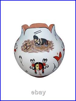 Rare Jemez Pottery Sandia Signed Vintage Pueblo Pottery Vase Native American 3d