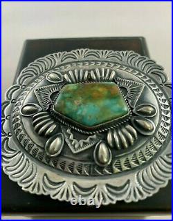Rare KIRK SMITH Turquoise Sterling Belt Buckle Native American Dine Tribe