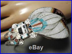 Rare Kachina Maiden Zuni Turquoise Coral Sterling Silver Bracelet