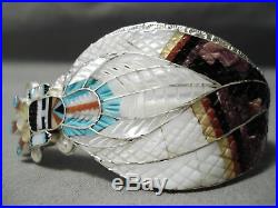 Rare Kachina Maiden Zuni Turquoise Coral Sterling Silver Bracelet