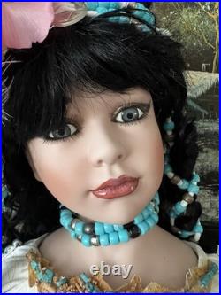 Rare Large Handmade Native American Porcelain Doll 36 in