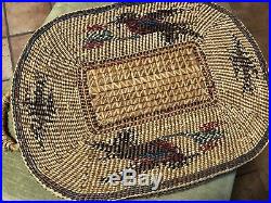 Rare Large Nuu Chah Nulth Pacific NW native Basket Tray Birds