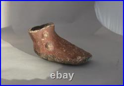 Rare Large Old Zuni Single Moccasin Pottery Shoe 6 long Circa. Pre 1900