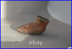 Rare Large Old Zuni Single Moccasin Pottery Shoe 6 long Circa. Pre 1900