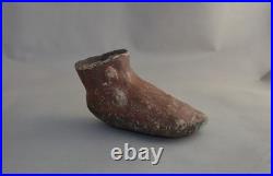 Rare Large Old Zuni Single Moccasin Pottery Shoe 6 long Circa. Pre 1900