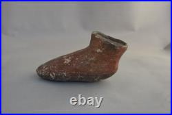 Rare Large Old Zuni Single Moccasin Pottery Shoe 6 long Circa. Pre 1900