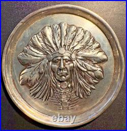 Rare Large Unger Brothers Sterling Silver Native American Indian Chief Pin Tray
