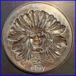 Rare Large Unger Brothers Sterling Silver Native American Indian Chief Pin Tray