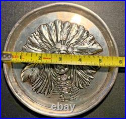 Rare Large Unger Brothers Sterling Silver Native American Indian Chief Pin Tray