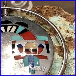 Rare Large Vintage Zuni Sterling Inlay Spinner Pendant By Natachu Hi Quality Pc
