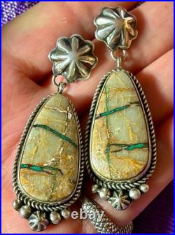 Rare Larose Ganadonegro Navajo Royston Ribbon Turquoise Concho Earrings Native