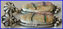 Rare Larose Ganadonegro Navajo Royston Ribbon Turquoise Concho Earrings Native