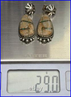 Rare Larose Ganadonegro Navajo Royston Ribbon Turquoise Concho Earrings Native