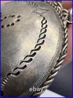Rare Late 1800's Navajo Handcrafted Coin Silver Tobacco Canteen / Water Flask C