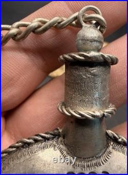 Rare Late 1800's Navajo Handcrafted Coin Silver Tobacco Canteen / Water Flask C