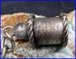 Rare Late 1800's Navajo Handcrafted Coin Silver Tobacco Canteen / Water Flask C