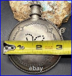 Rare Late 1800's Navajo Handcrafted Coin Silver Tobacco Canteen / Water Flask C
