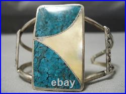 Rare Lee Family Vintage Navajo Spiderweb Turquoise Sterling Silver Bracelet Old