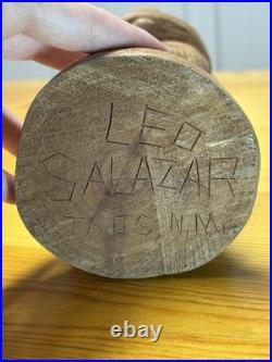 Rare Leo Salazar Hand Carved Wood Sculpture Taos New Mexico Native American