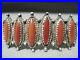 Rare-Long-Coral-Vintage-Navajo-Sterling-Silver-Bracelet-Old-01-igw