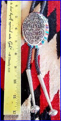 Rare Lonn Parker Bolo Inlay Sterling Overlay Turquoise Spiney Oyster Navajo