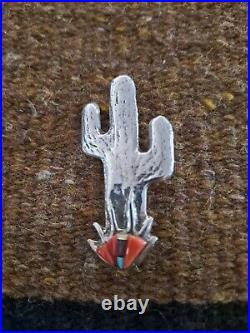 Rare Lorenzo James Sterling Silver Cactus brooch/pin with multi stone inlay