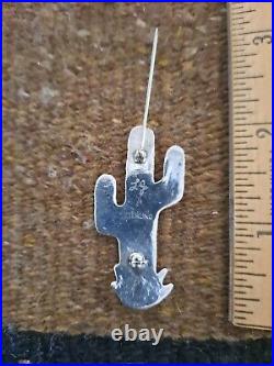 Rare Lorenzo James Sterling Silver Cactus brooch/pin with multi stone inlay