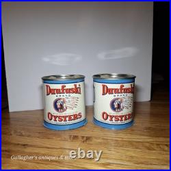 Rare Lot Of 2 Small Pint Size Daufuski Oyster Tin Can Seafood Native American