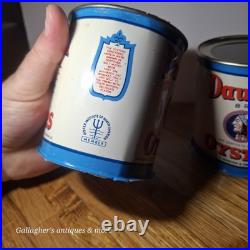 Rare Lot Of 2 Small Pint Size Daufuski Oyster Tin Can Seafood Native American Rare Lot Of 2 Small Pint Size Daufuski Oyster Tin Can Seafood Native American