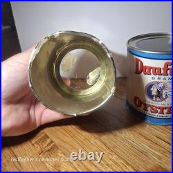 Rare Lot Of 2 Small Pint Size Daufuski Oyster Tin Can Seafood Native American