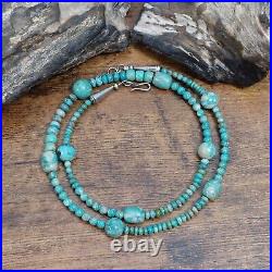 Rare MCGINNIS TURQUOISE Navajo Bench Bead Multi Shape Necklace Sterling