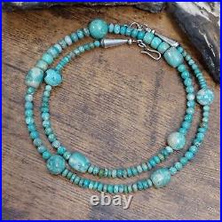 Rare MCGINNIS TURQUOISE Navajo Bench Bead Multi Shape Necklace Sterling