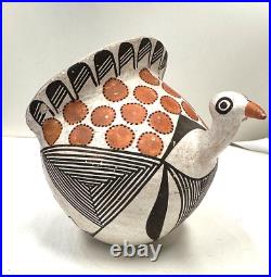 Rare MID Century Native American Lucy M. Lewis Acoma Pottery Turkey 4.5 Signed