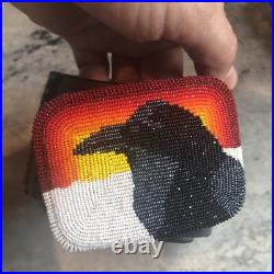 Rare Marcus Amerman Native American Art Choctaw Artist Crow Beaded Belt Buckle