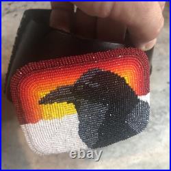 Rare Marcus Amerman Native American Art Choctaw Artist Crow Beaded Belt Buckle