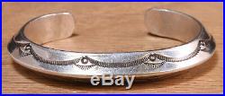 Rare Mark Chee Navajo Sterling Silver Stamped Cuff Bracelet 221DEDD-1